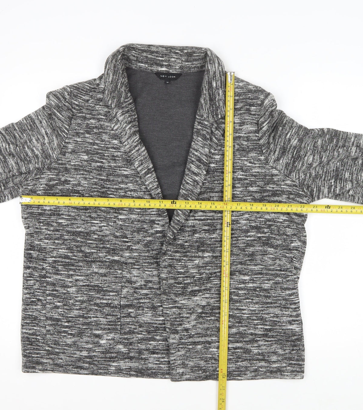 New Look Women’s Grey Marl Knit Coatigan Open Front Size 18