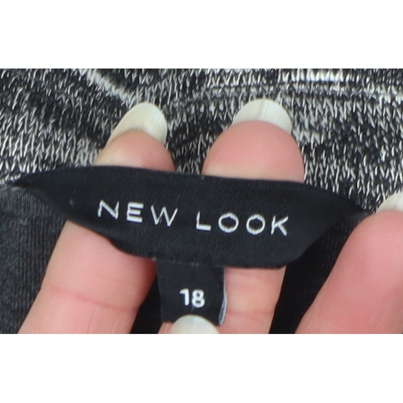 New Look Women’s Grey Marl Knit Coatigan Open Front Size 18