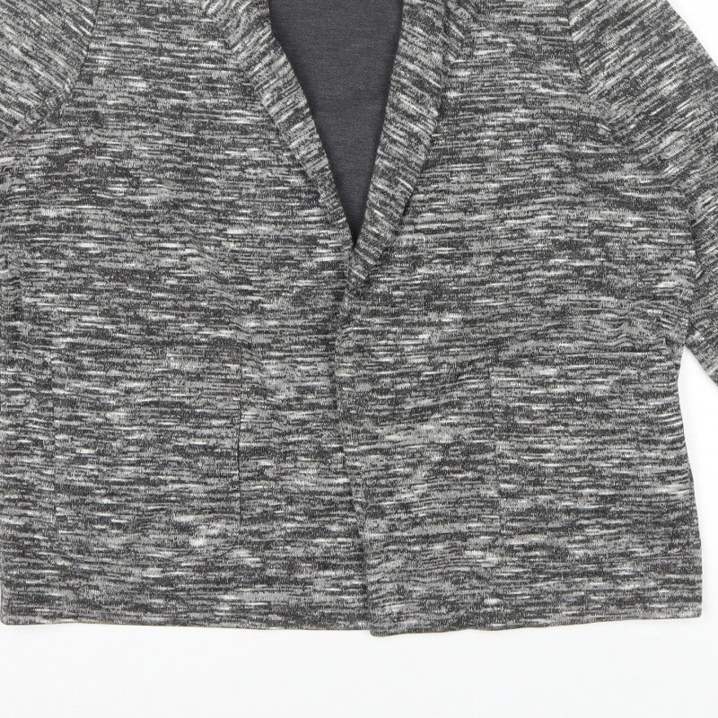 New Look Women’s Grey Marl Knit Coatigan Open Front Size 18