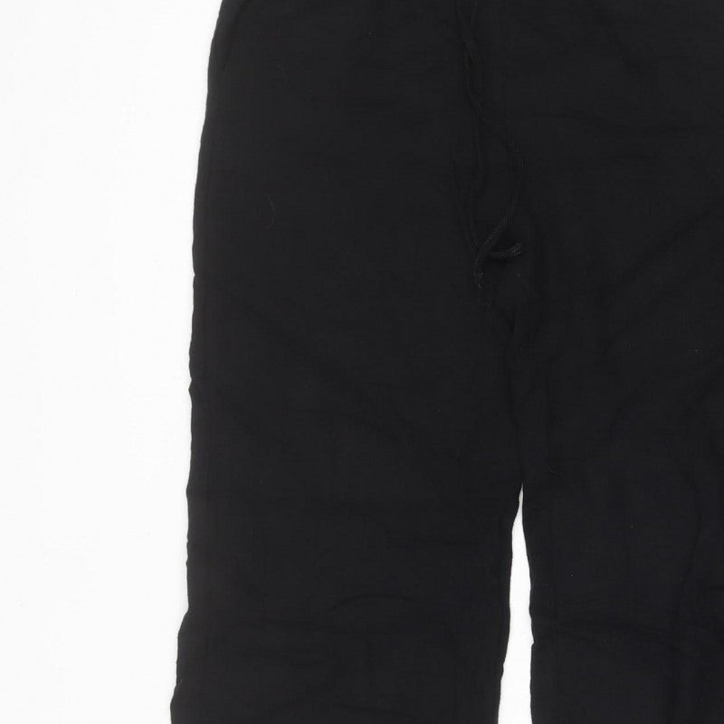 Boohoo Women Black UK 8 Wide-Leg Linen Blend Drawstring Trousers