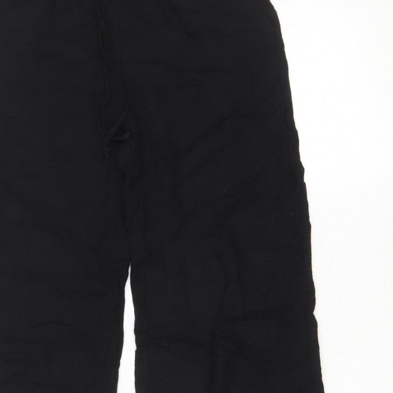 Boohoo Women Black UK 8 Wide-Leg Linen Blend Drawstring Trousers