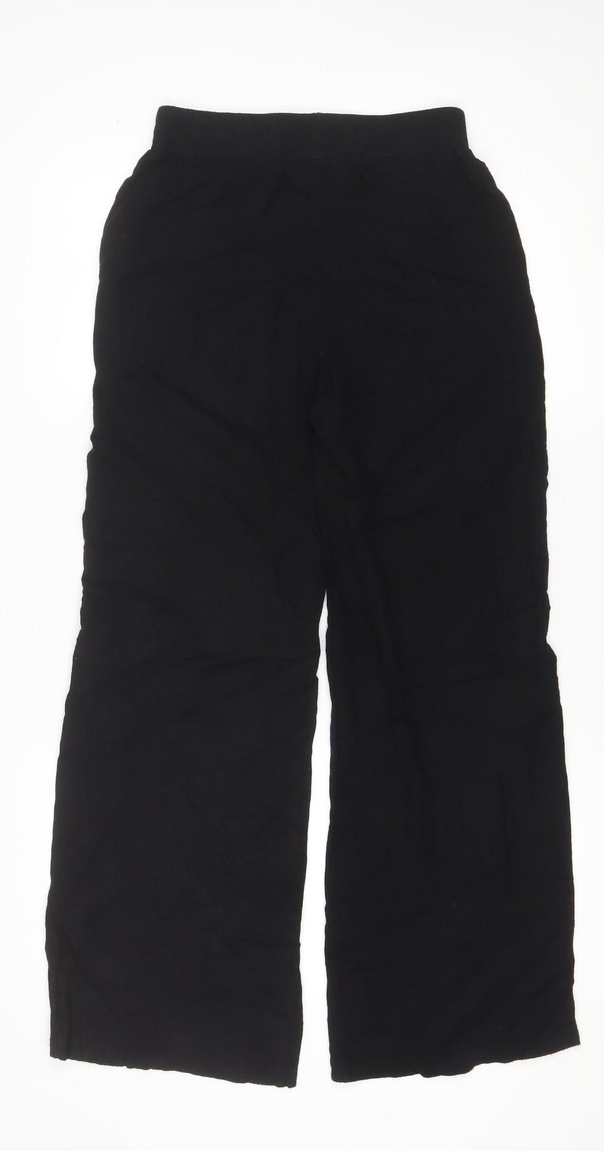 Boohoo Women Black UK 8 Wide-Leg Linen Blend Drawstring Trousers