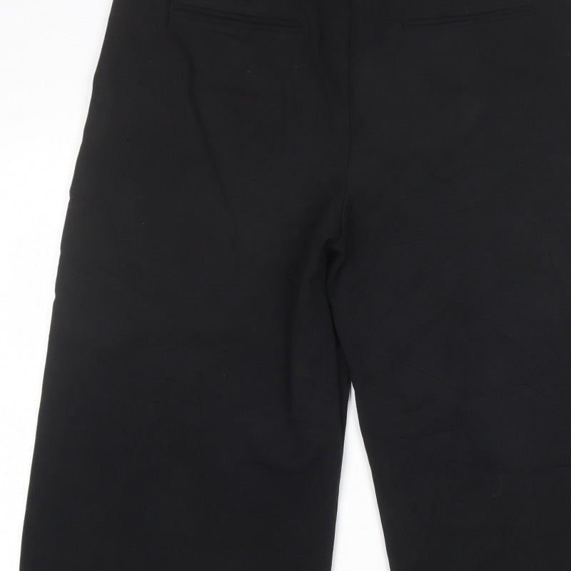 Marks and Spencer Women Black Size 14 Short Wide-Leg Tailored Trousers