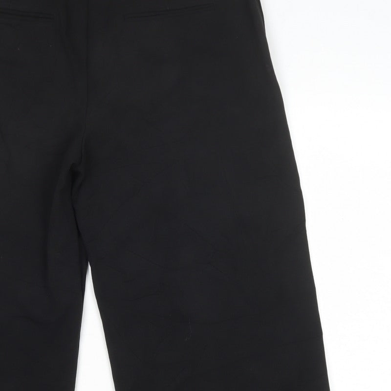 Marks and Spencer Women Black Size 14 Short Wide-Leg Tailored Trousers