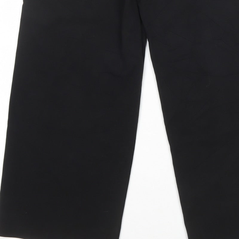 Marks and Spencer Women Black Size 14 Short Wide-Leg Tailored Trousers