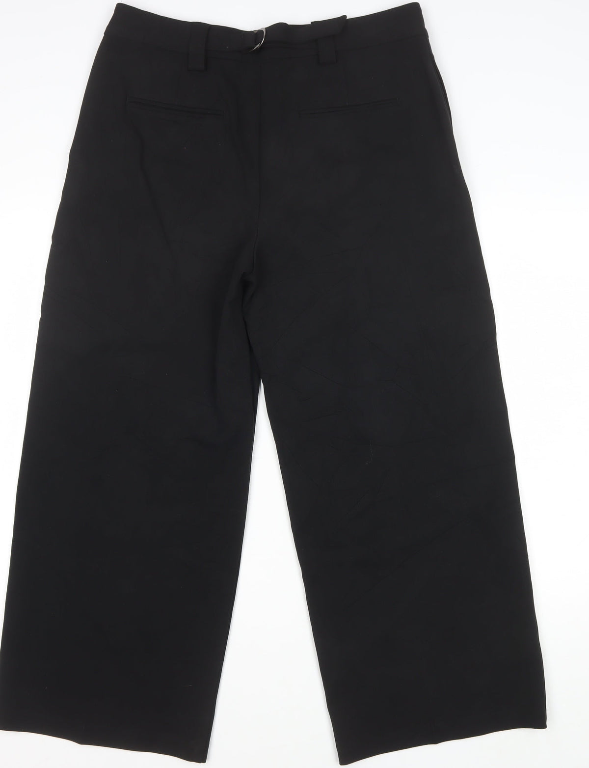 Marks and Spencer Women Black Size 14 Short Wide-Leg Tailored Trousers