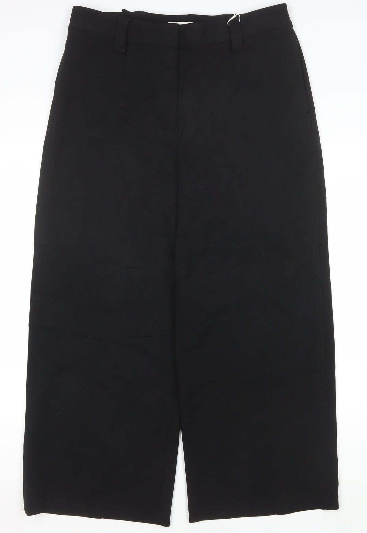 Marks and Spencer Women Black Size 14 Short Wide-Leg Tailored Trousers
