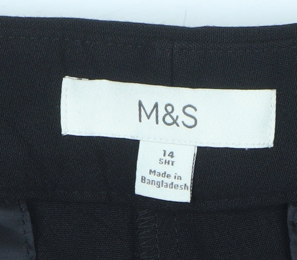 Marks and Spencer Women Black Size 14 Short Wide-Leg Tailored Trousers