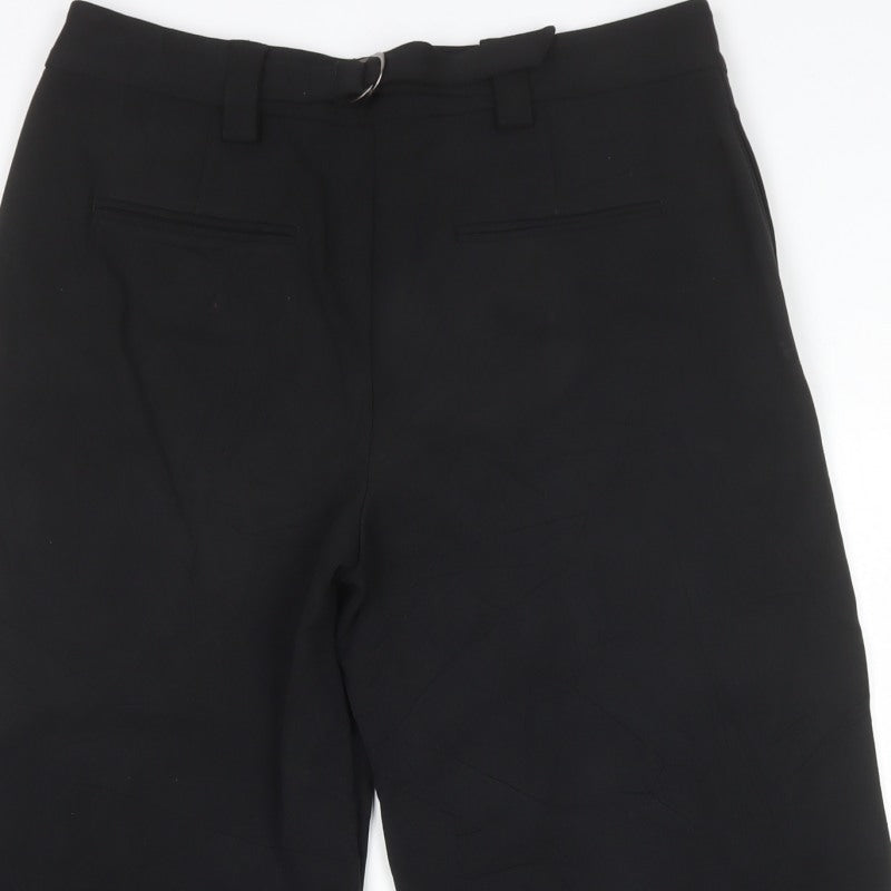 Marks and Spencer Women Black Size 14 Short Wide-Leg Tailored Trousers