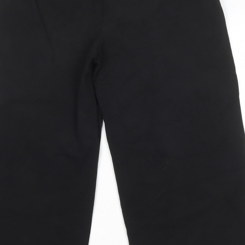 Marks and Spencer Women Black Size 14 Short Wide-Leg Tailored Trousers