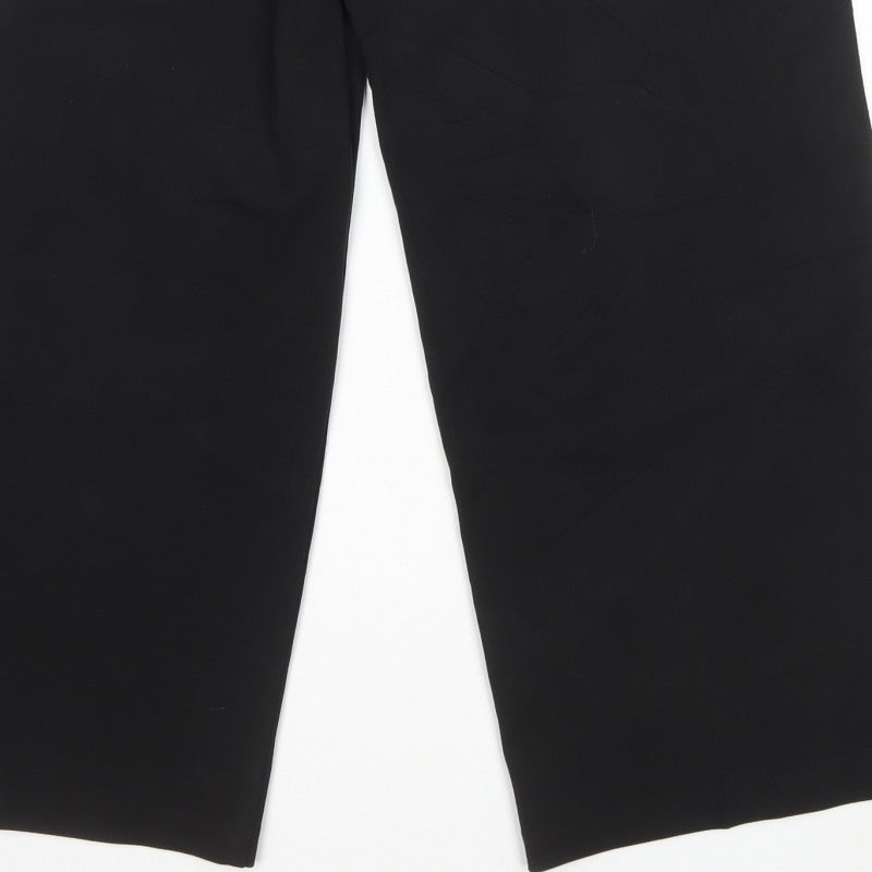 Marks and Spencer Women Black Size 14 Short Wide-Leg Tailored Trousers