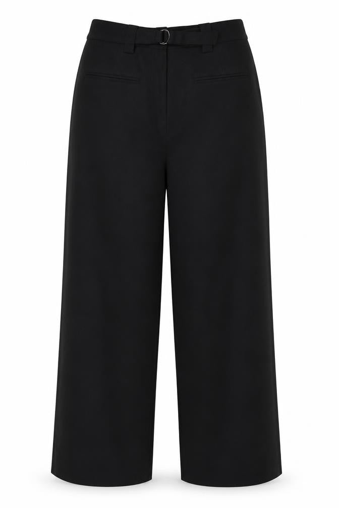 Marks and Spencer Women Black Size 14 Short Wide-Leg Tailored Trousers