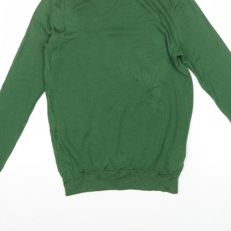 Uniqlo Men’s Green L 100% Wool Crew Neck Fine Knit Pullover Jumper