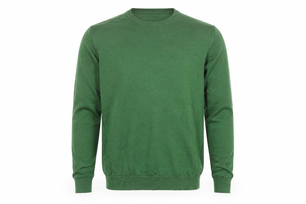 Uniqlo Men’s Green L 100% Wool Crew Neck Fine Knit Pullover Jumper