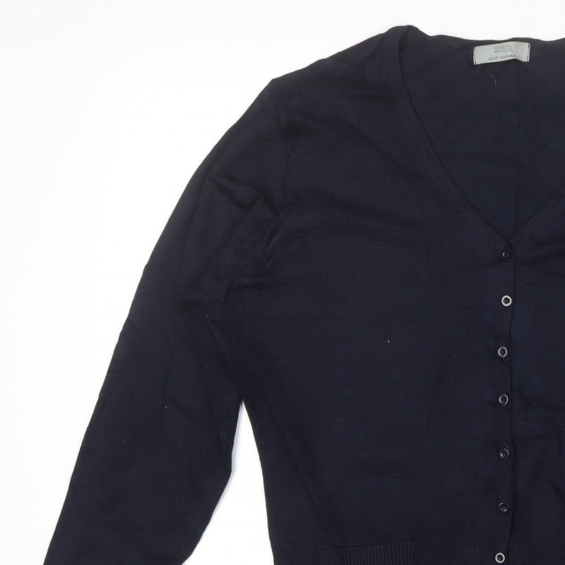 Marks & Spencer Women’s Blue V-Neck Button Pocket Cardigan UK 18