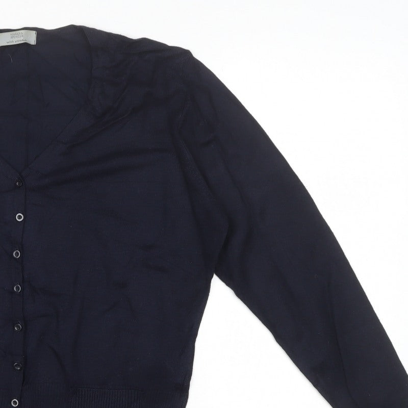 Marks & Spencer Women’s Blue V-Neck Button Pocket Cardigan UK 18