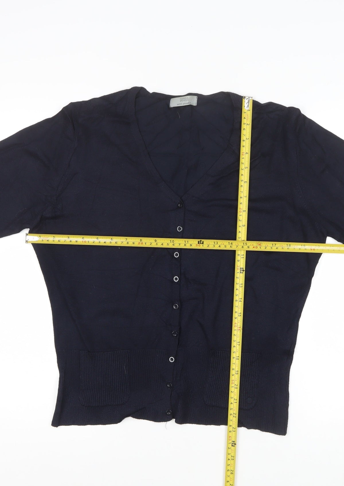 Marks & Spencer Women’s Blue V-Neck Button Pocket Cardigan UK 18