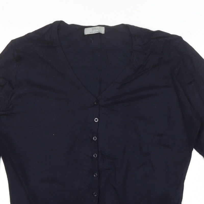 Marks & Spencer Women’s Blue V-Neck Button Pocket Cardigan UK 18