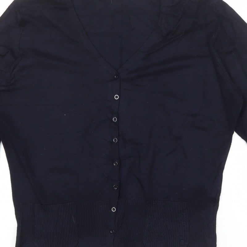 Marks & Spencer Women’s Blue V-Neck Button Pocket Cardigan UK 18