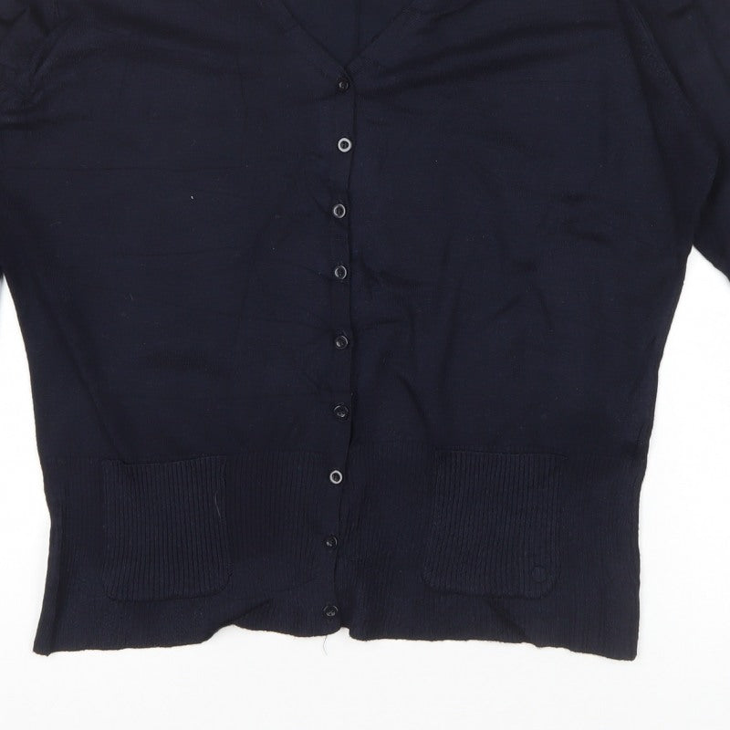 Marks & Spencer Women’s Blue V-Neck Button Pocket Cardigan UK 18