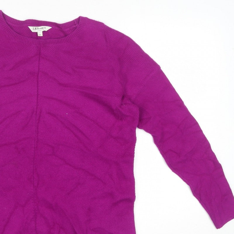 L.K. Bennett Women’s Purple S Wool Cashmere Crew Neck Pullover Jumper