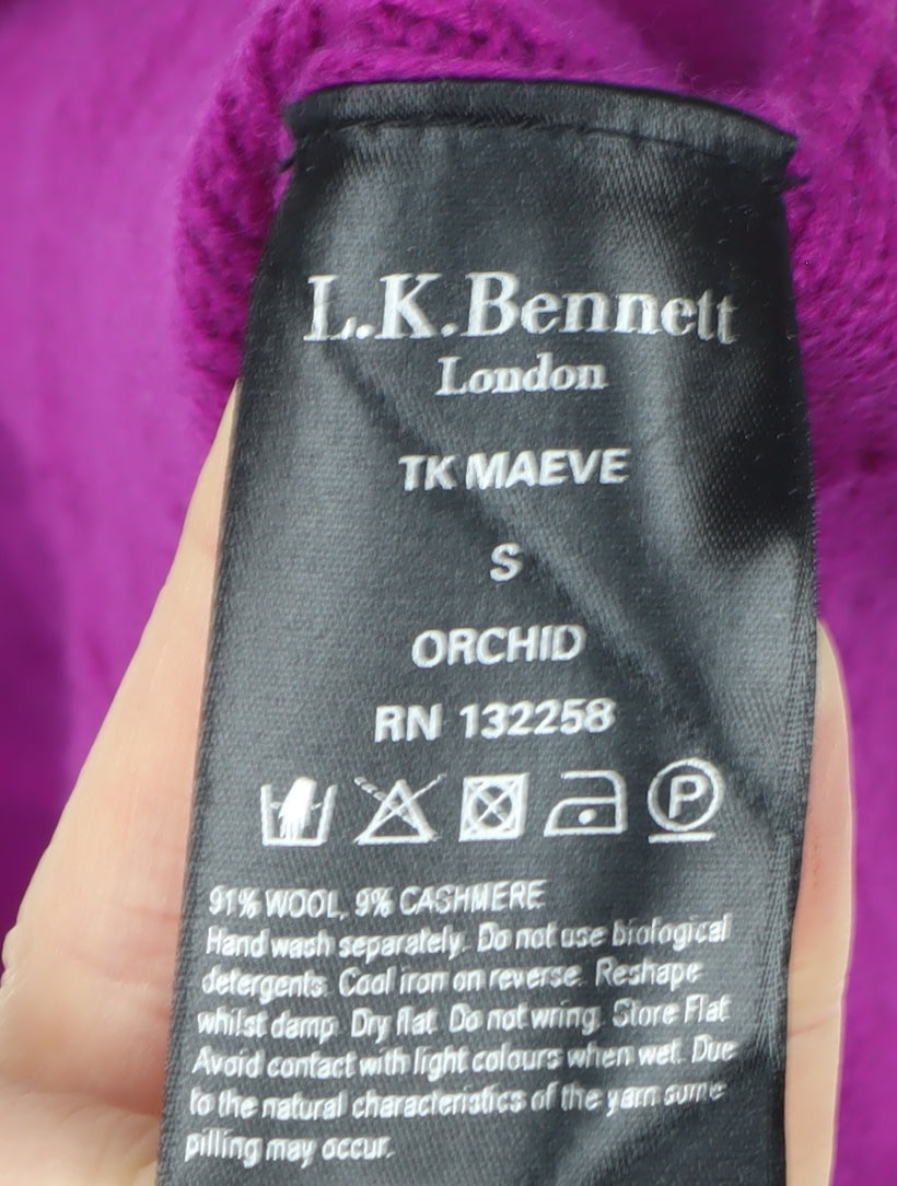 L.K. Bennett Women’s Purple S Wool Cashmere Crew Neck Pullover Jumper