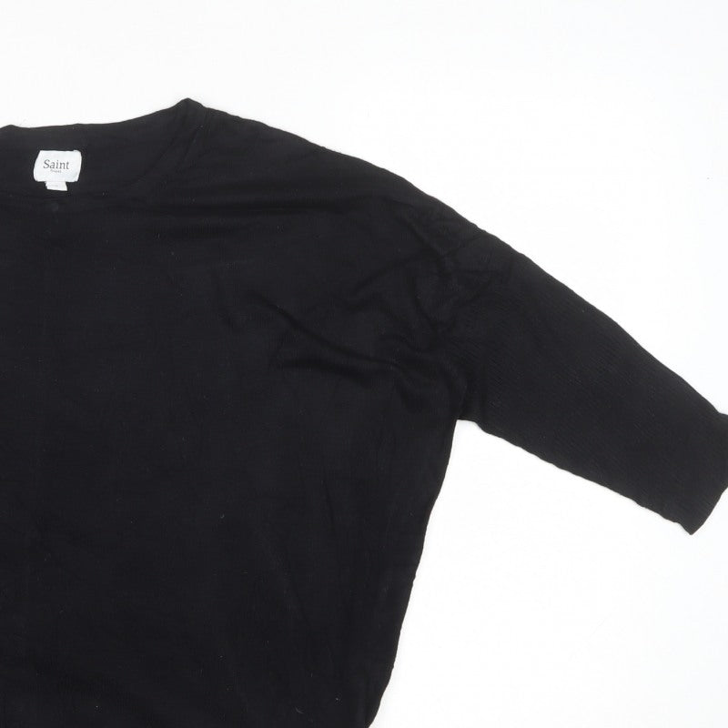 Saint Tropez Women’s Black L Viscose Knit 3/4 Sleeve Pullover Jumper