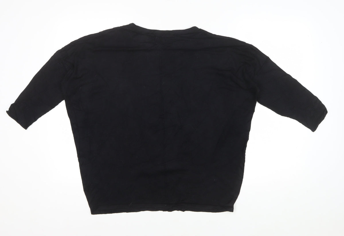 Saint Tropez Women’s Black L Viscose Knit 3/4 Sleeve Pullover Jumper
