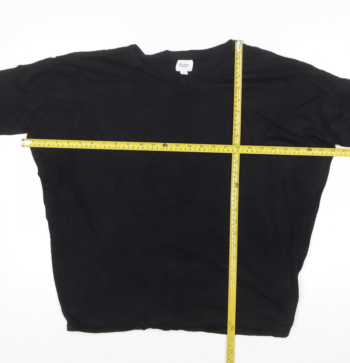 Saint Tropez Women’s Black L Viscose Knit 3/4 Sleeve Pullover Jumper