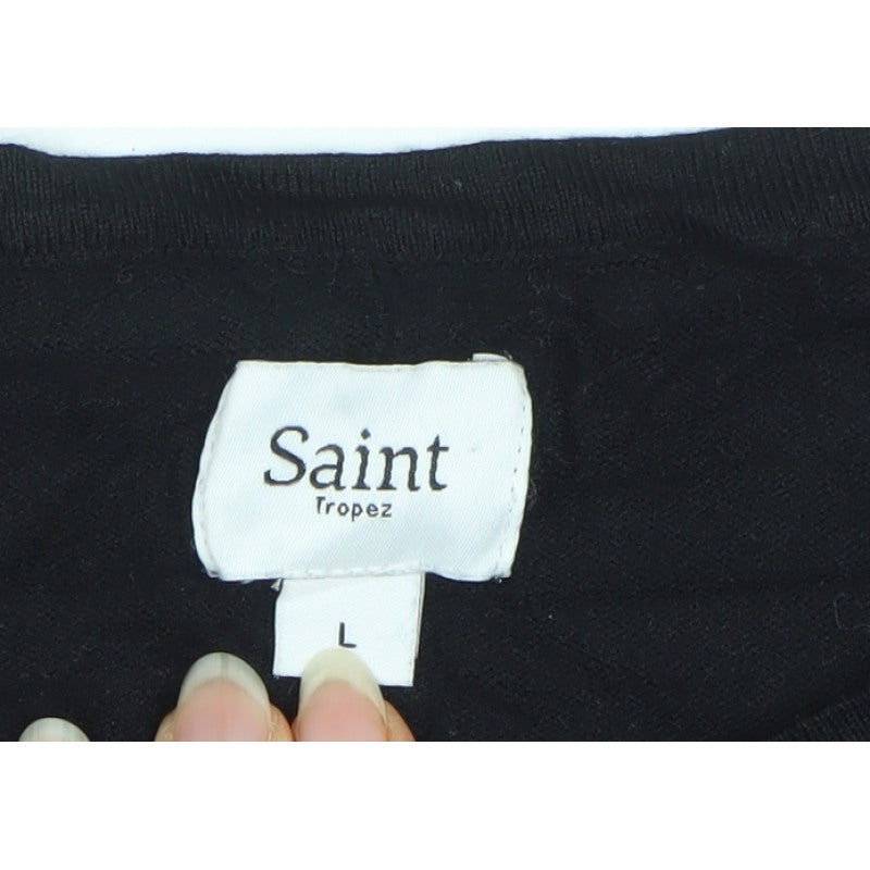 Saint Tropez Women’s Black L Viscose Knit 3/4 Sleeve Pullover Jumper