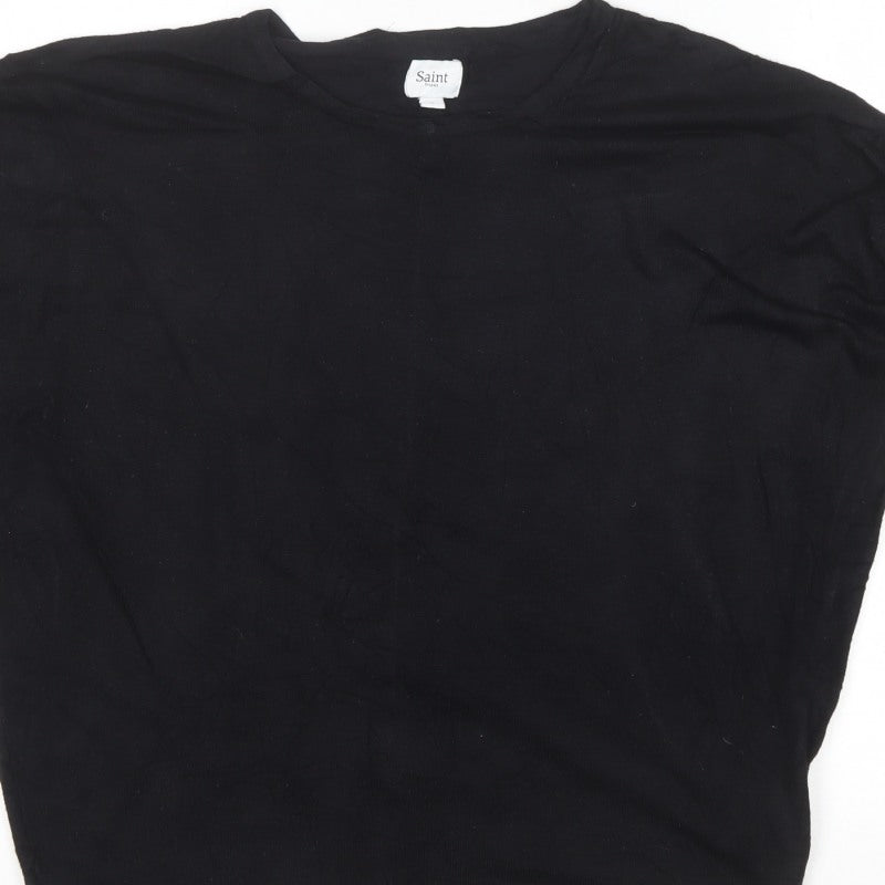 Saint Tropez Women’s Black L Viscose Knit 3/4 Sleeve Pullover Jumper