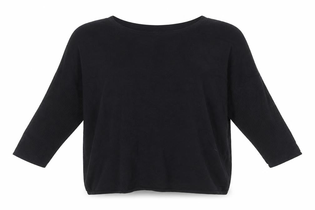 Saint Tropez Women’s Black L Viscose Knit 3/4 Sleeve Pullover Jumper