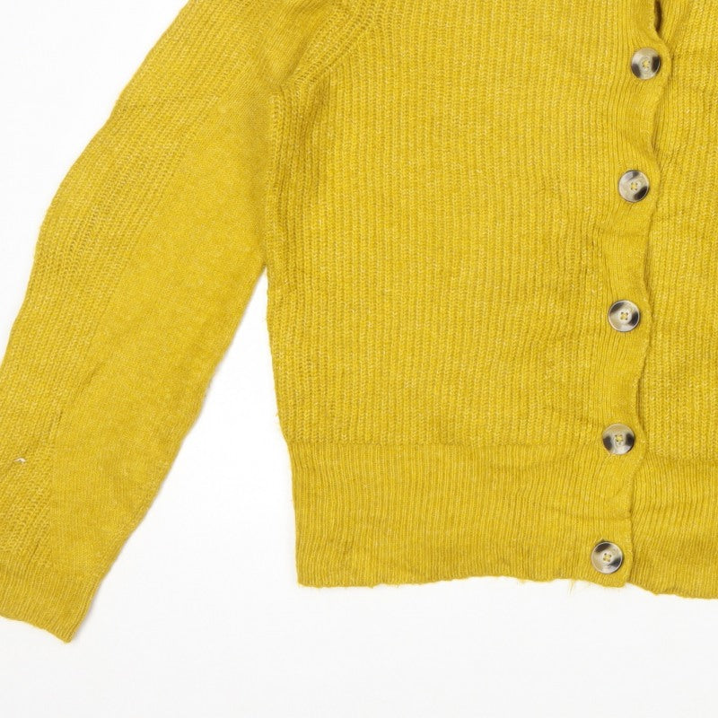 Marks and Spencer Women Yellow Size 16 Rib Knit Button Cardigan