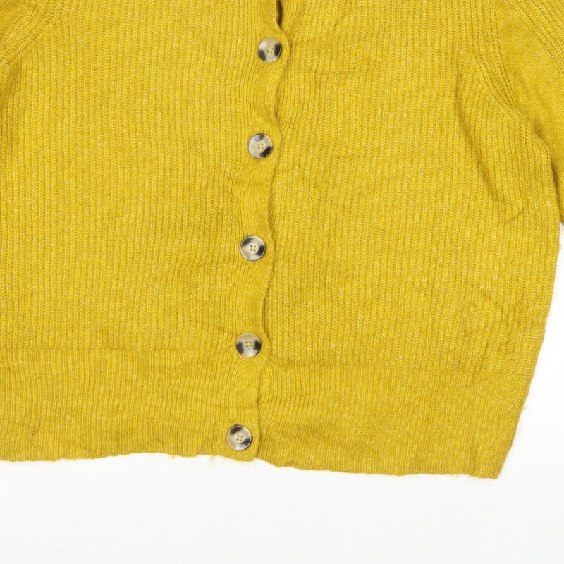 Marks and Spencer Women Yellow Size 16 Rib Knit Button Cardigan