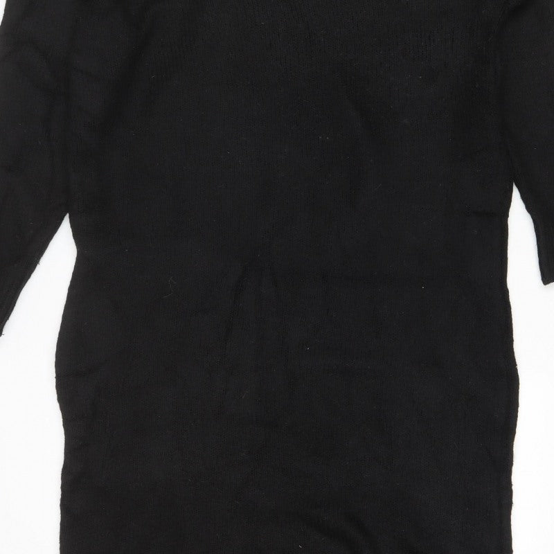 Dorothy Perkins Women Black M Knit Jumper Dress Long Sleeve