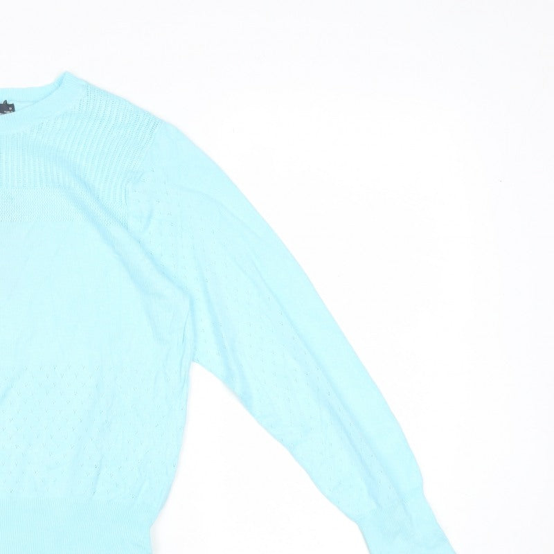Marks and Spencer Women Blue UK 10 Fine Knit Crew Neck Pullover Jumper
