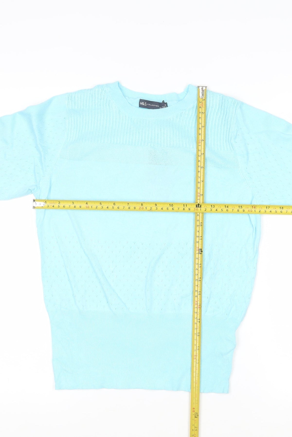 Marks and Spencer Women Blue UK 10 Fine Knit Crew Neck Pullover Jumper