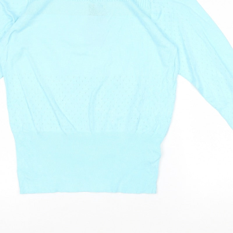 Marks and Spencer Women Blue UK 10 Fine Knit Crew Neck Pullover Jumper