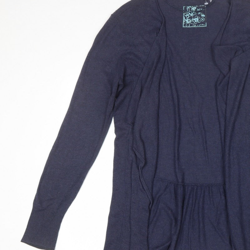 Fat Face Women Blue Size 16 Open Waterfall Cardigan Cotton Modal