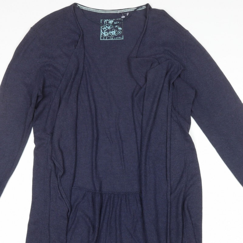 Fat Face Women Blue Size 16 Open Waterfall Cardigan Cotton Modal