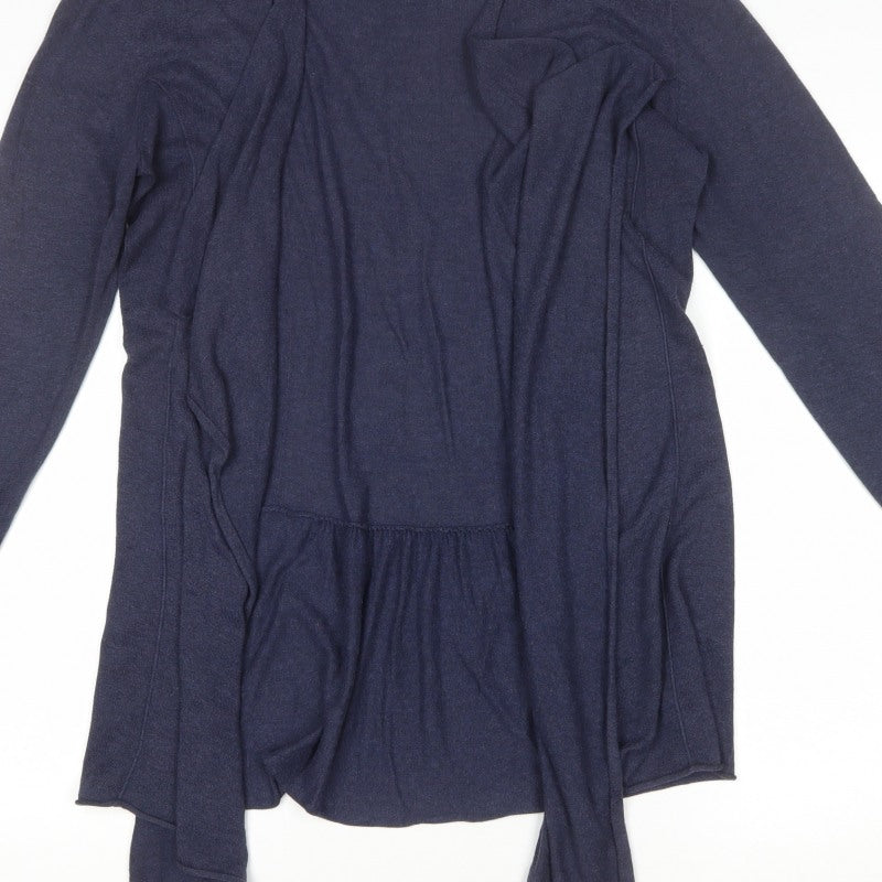 Fat Face Women Blue Size 16 Open Waterfall Cardigan Cotton Modal