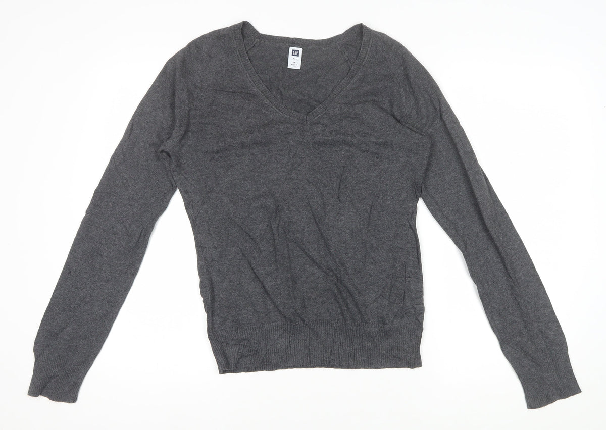 GAP Men’s Grey M V-Neck Fine Knit Pullover Jumper