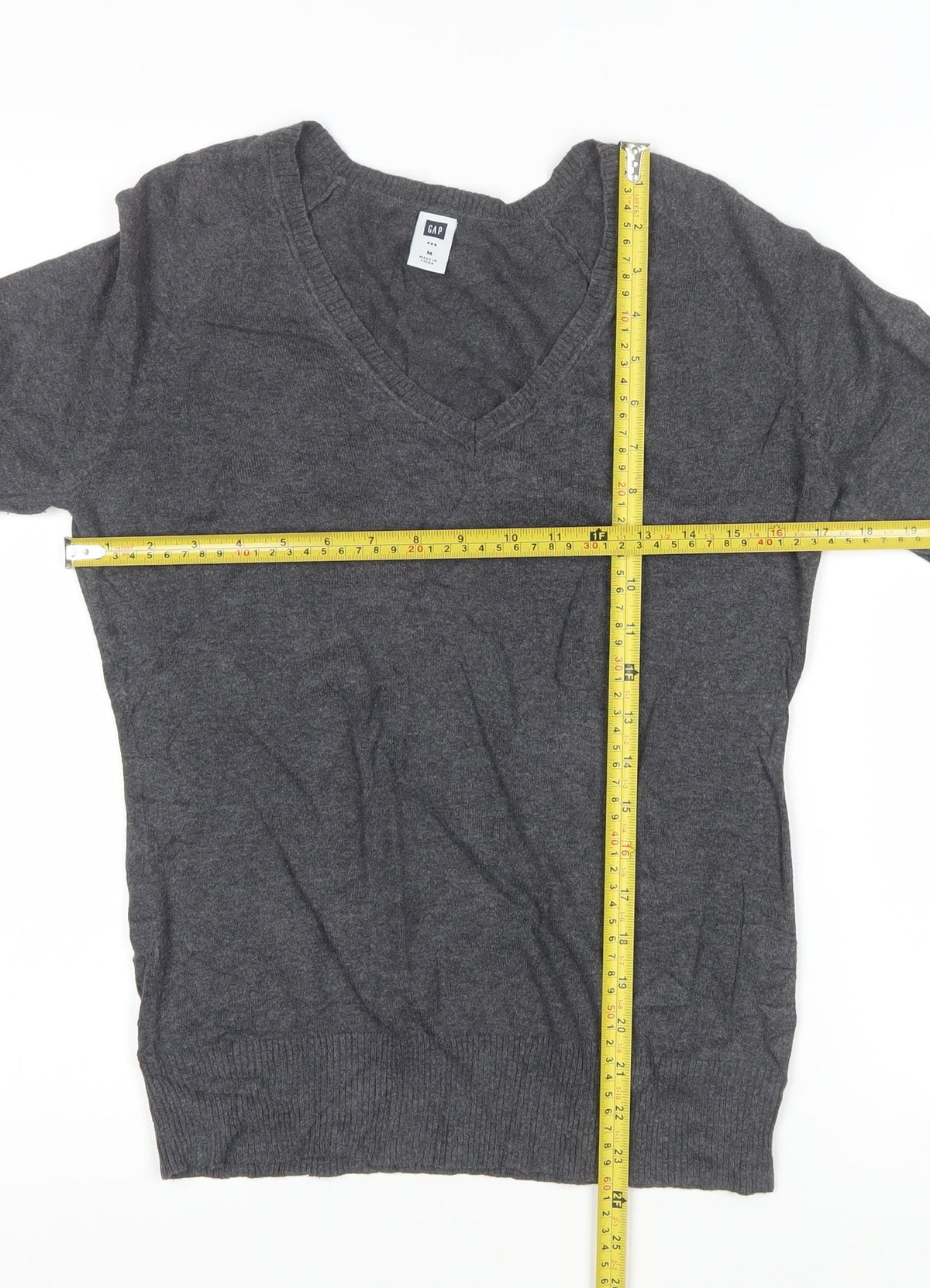 GAP Men’s Grey M V-Neck Fine Knit Pullover Jumper