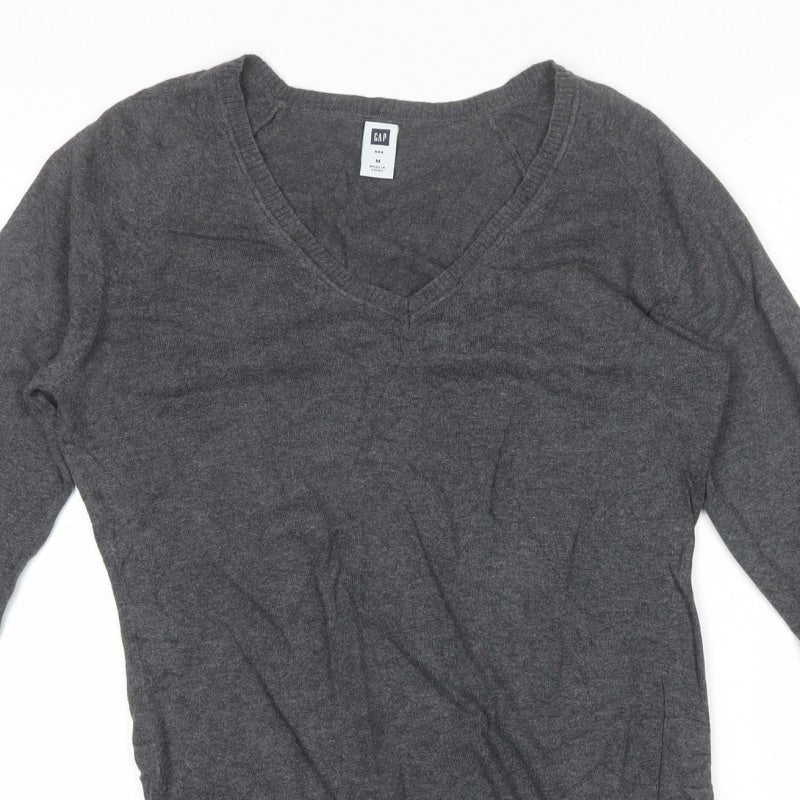 GAP Men’s Grey M V-Neck Fine Knit Pullover Jumper
