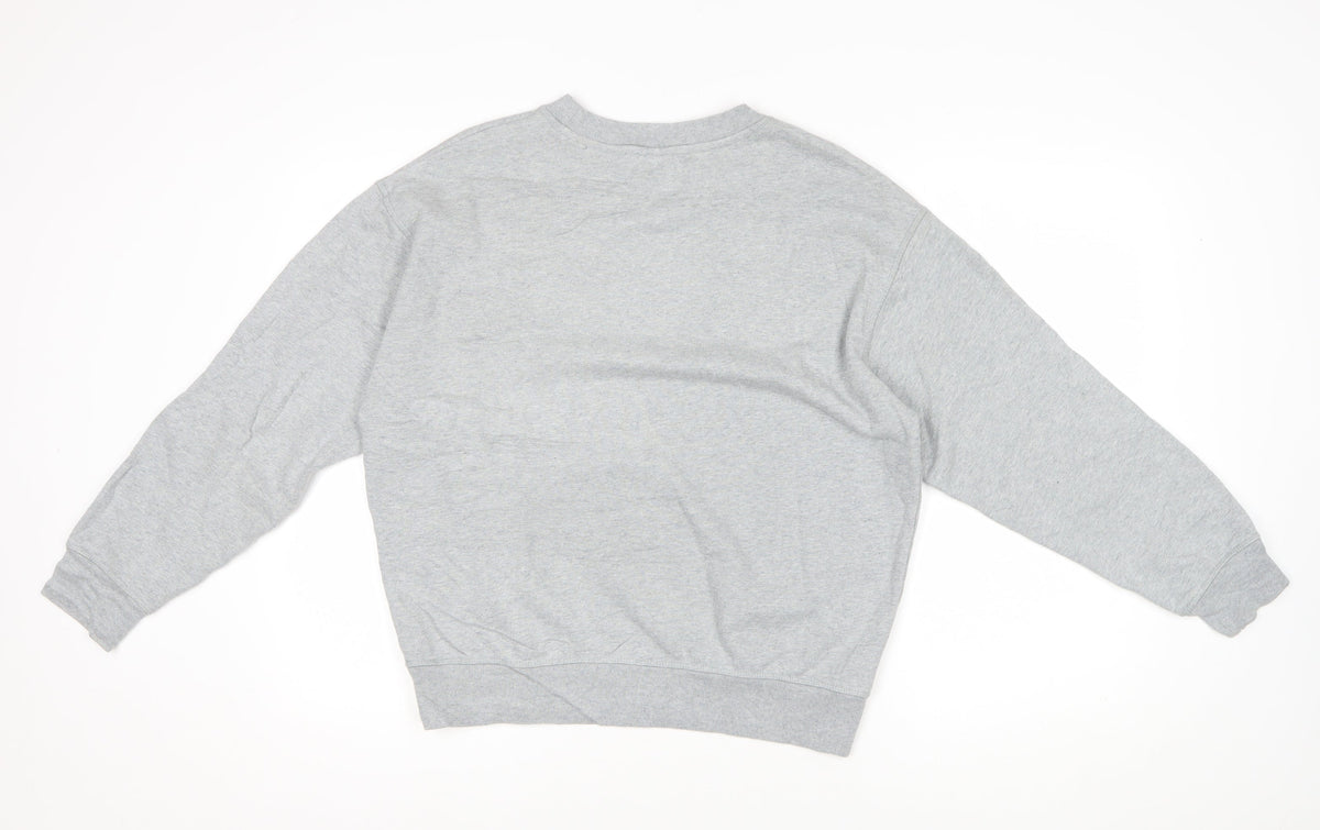 Levi's Men Grey M Crew Neck Pullover Cotton Logo Sweatshirt