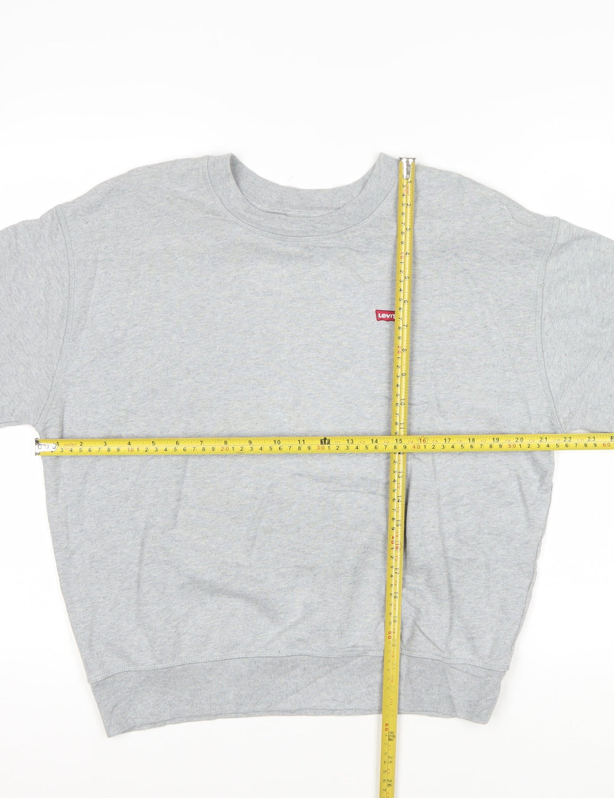 Levi's Men Grey M Crew Neck Pullover Cotton Logo Sweatshirt