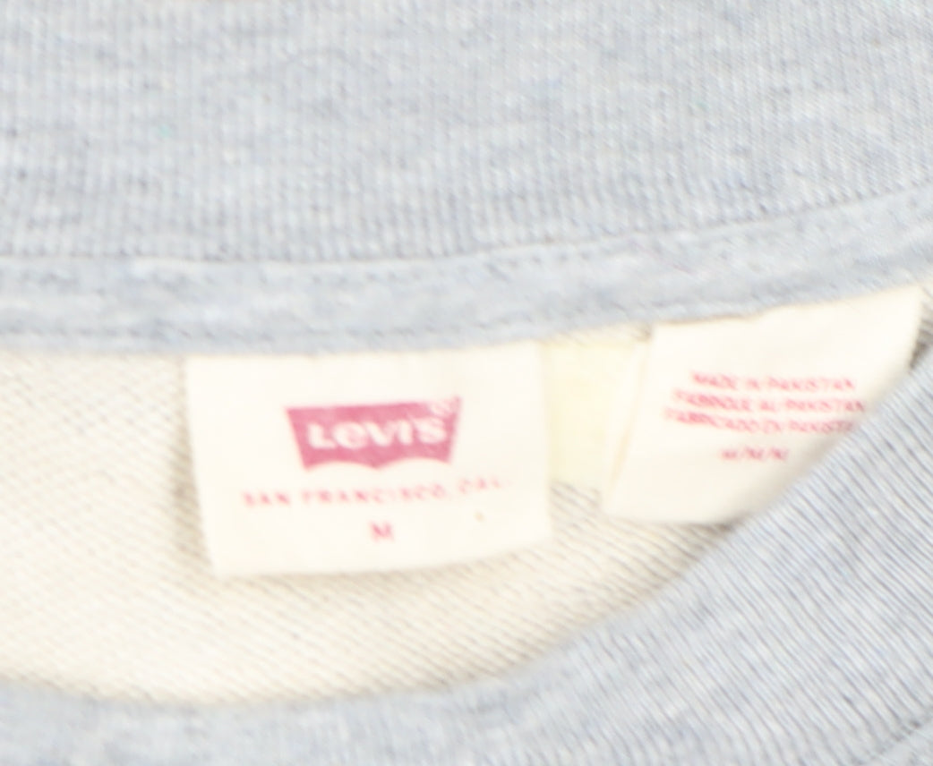 Levi's Men Grey M Crew Neck Pullover Cotton Logo Sweatshirt