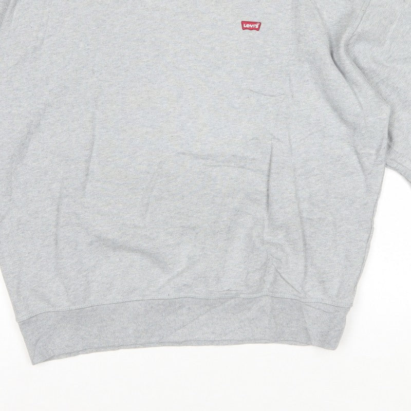 Levi's Men Grey M Crew Neck Pullover Cotton Logo Sweatshirt