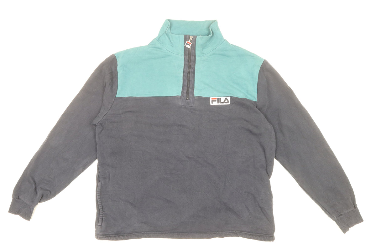 FILA Men’s Multicoloured XL 1/4 Zip High Neck Pullover Sweatshirt Vintage