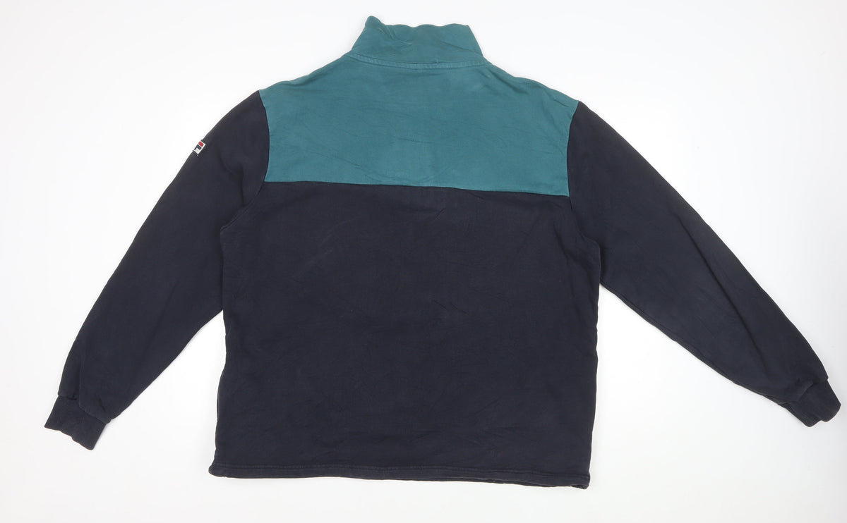 FILA Men’s Multicoloured XL 1/4 Zip High Neck Pullover Sweatshirt Vintage